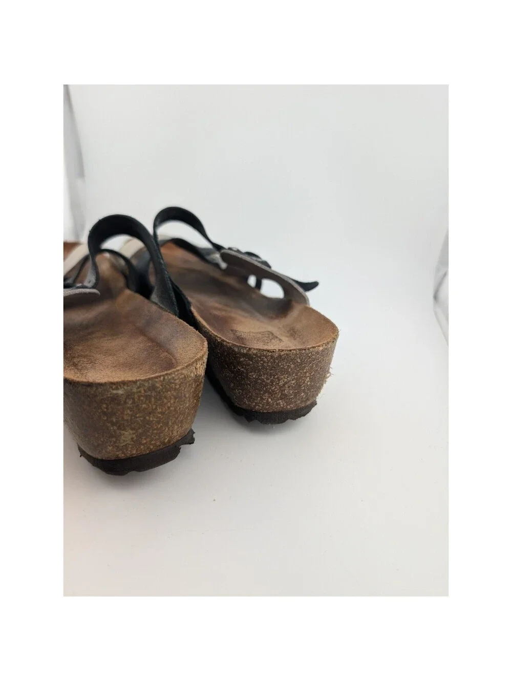 Sabatini Women's Size 6.5 Leather Sandals Blue White Cork Wedge Comfort